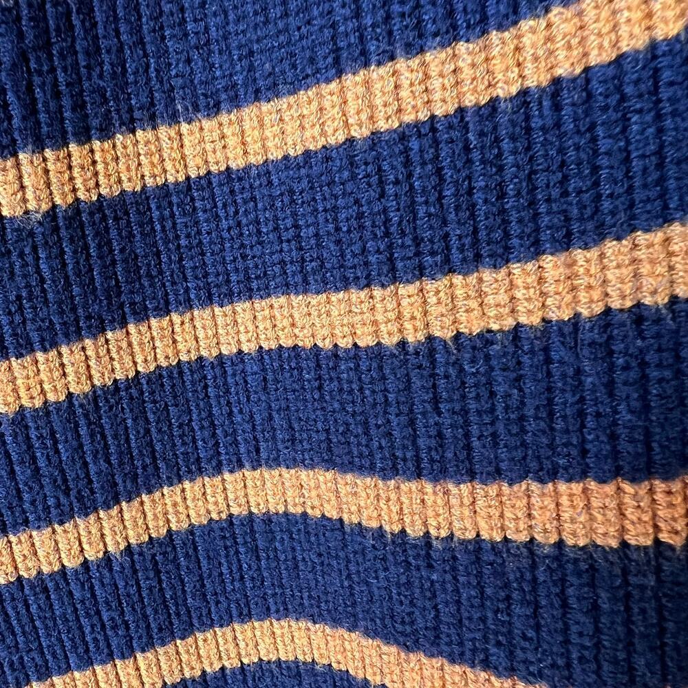 Bobeau Sweater Womens Size Medium Navy & Brown Striped Button Down Academia - Picture 7 of 16